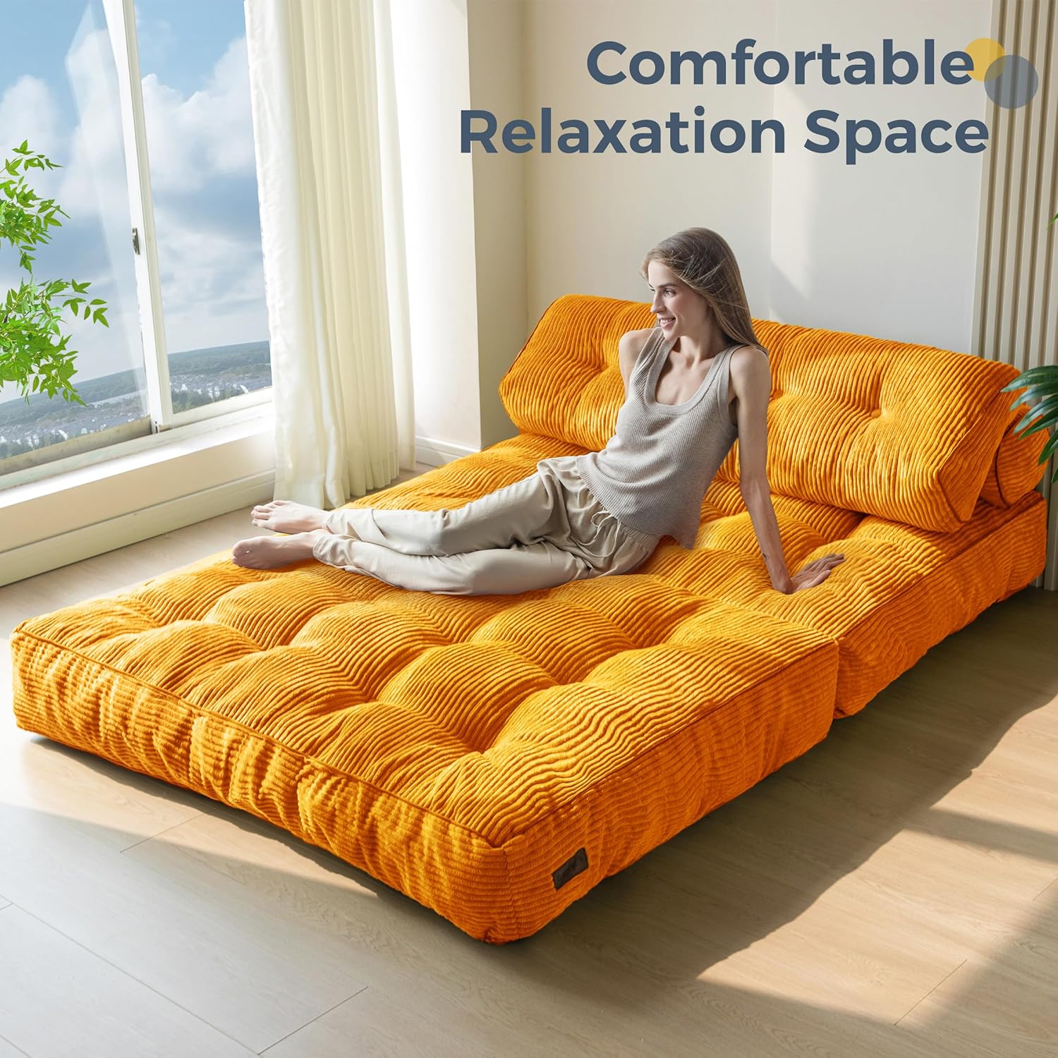 Canapé-lit pliant MAXYOYO, fauteuil convertible avec oreiller, matelas pliable avec support dorsal, fauteuil-lit pliant portable