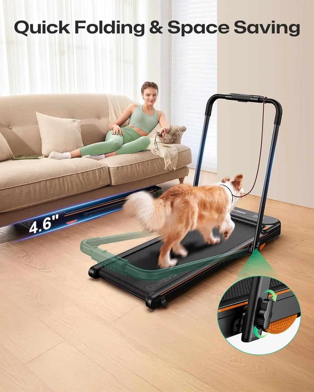 Tapis de course pliable intelligent 2 en 2 Urevo Strol 2E avec double écran LED