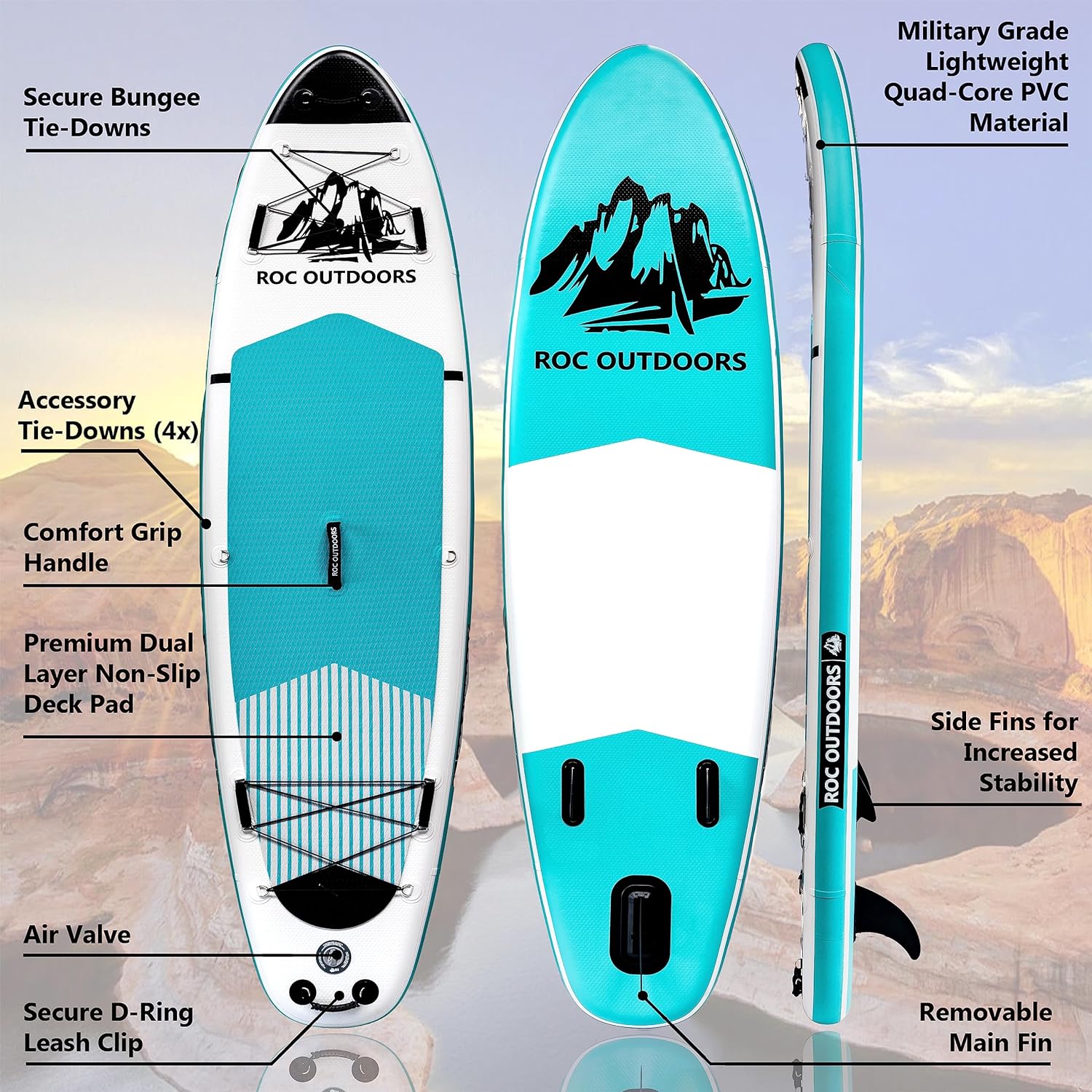 Planche de stand-up paddle gonflable ROC Accessoires de planche de paddle SUP Pont antidérapant confortable