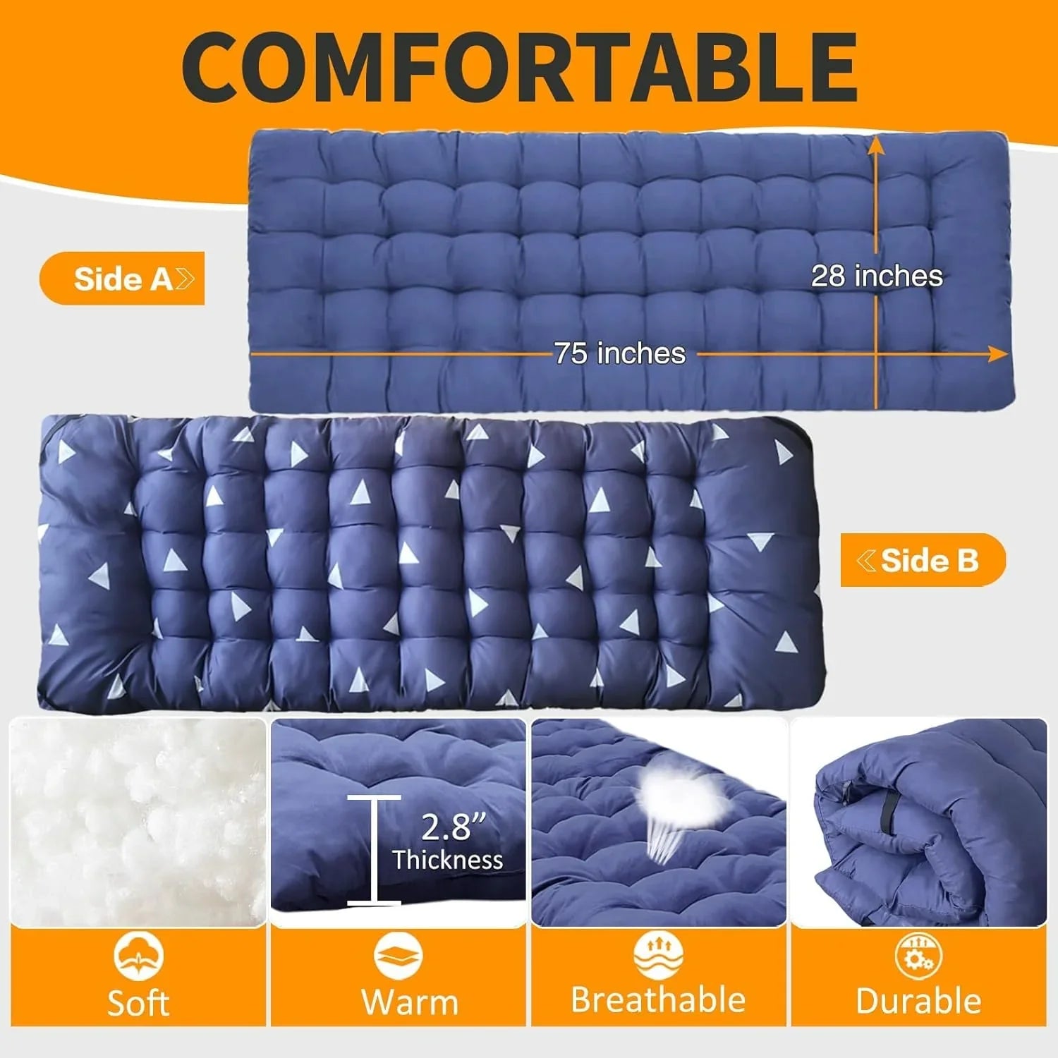 Lot de 2 lits de camp avec matelas, lit pliant confortable et robuste pour bébé