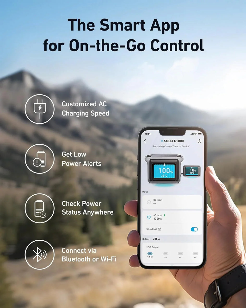 Centrale électrique portable, générateur solaire de 1 800 W (2 400 W en crête),