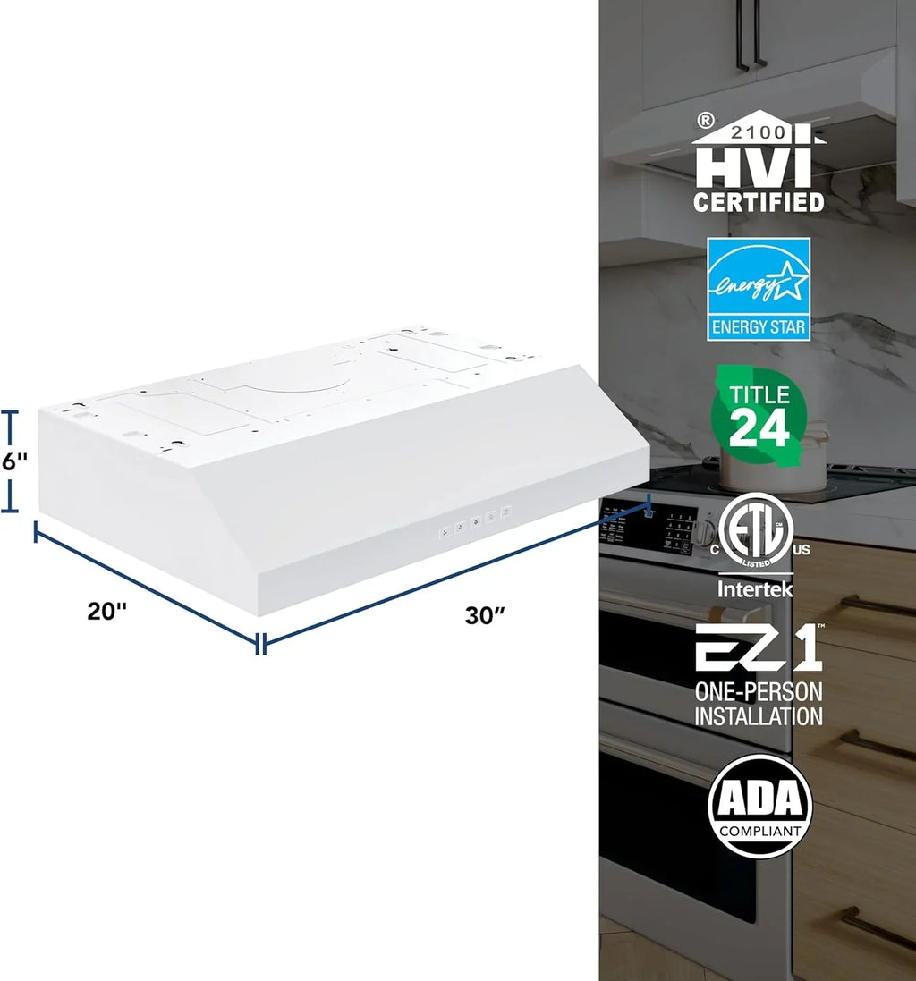 Hotte de cuisinière sous-armoire Broan-NuTone Glacier à trois vitesses avec éclairage DEL, conforme aux normes ADA