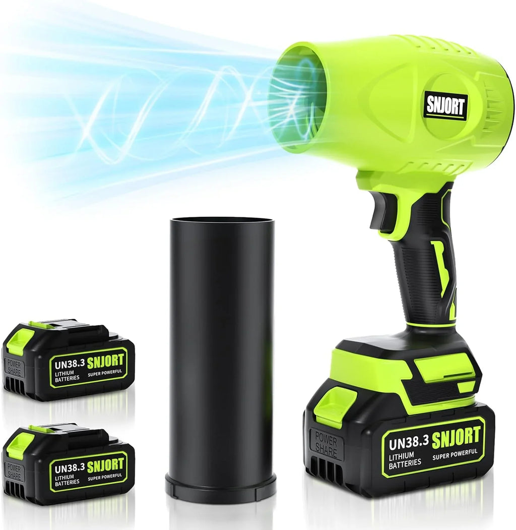 Souffleur à feuilles sans fil avec batterie et chargeur, buse allongée, souffleur turboréacteur pour le nettoyage de la cour