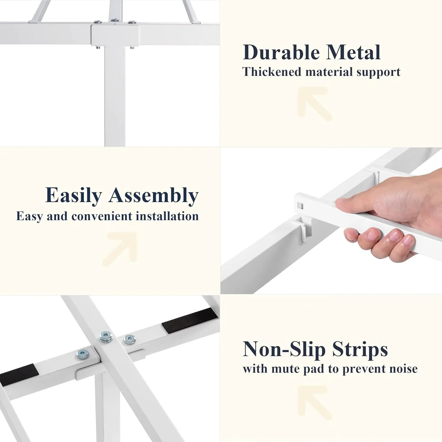 Cadre de lit plateforme en métal Allewie Queen avec tête et pied de lit en fer forgé de style victorien, sans sommier