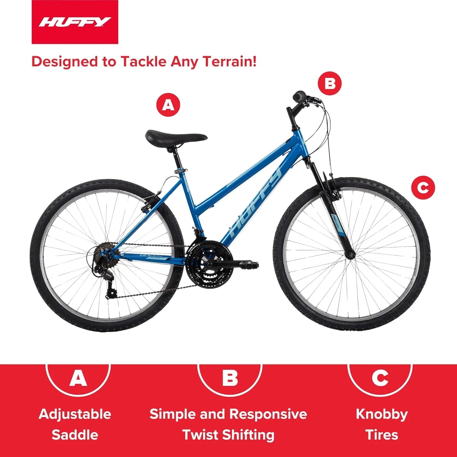 VTT semi-rigide Huffy Stone Mountain, pour garçons/filles/hommes/femmes, tailles 20"/24"/26"