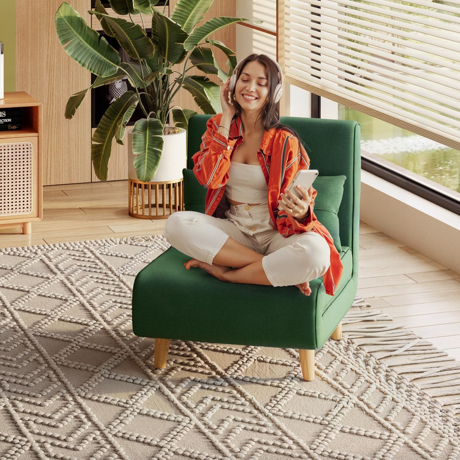 Fauteuil-lit 3 en 1, canapé-lit futon convertible avec dossier réglable