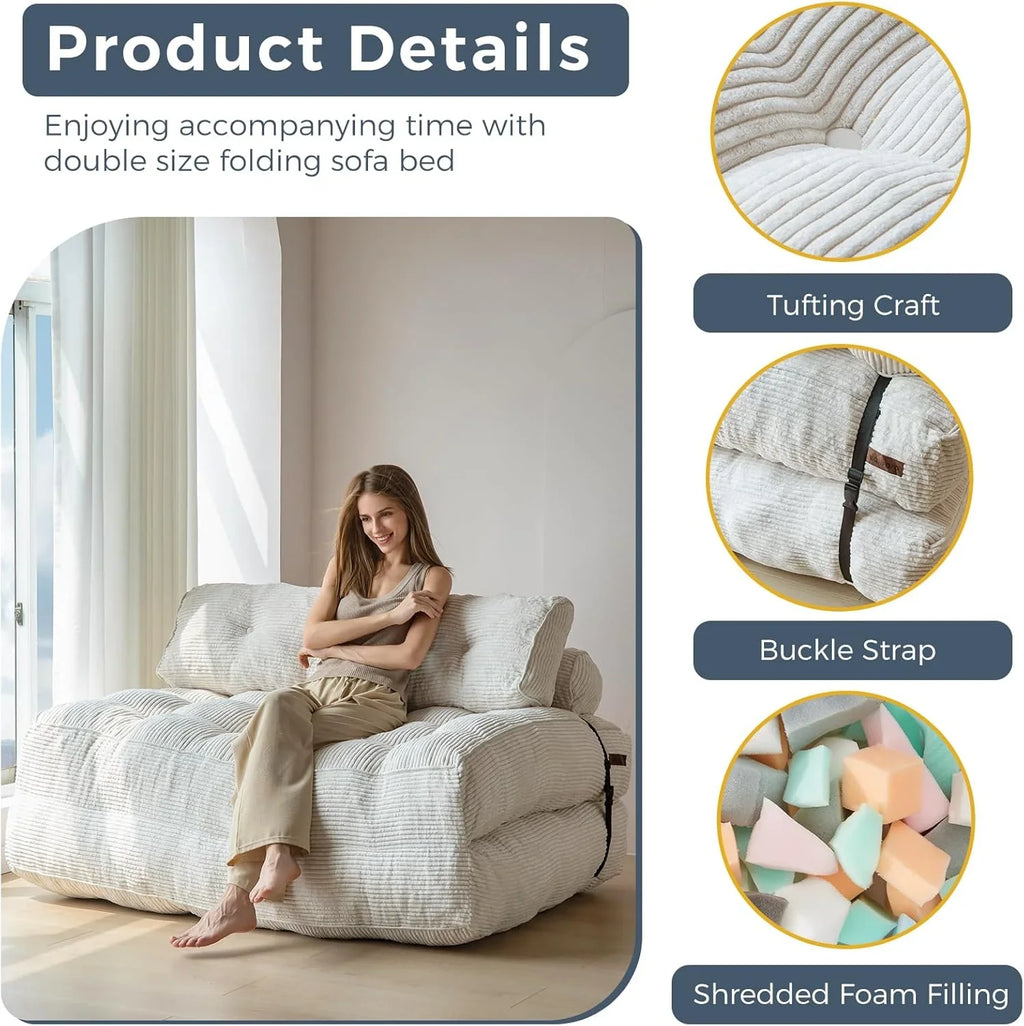 Canapé-lit pliant MAXYOYO, fauteuil convertible avec oreiller, matelas pliable avec support dorsal, fauteuil-lit pliant portable