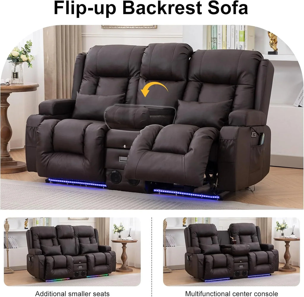 Canapé inclinable électrique TUNYI avec fonctions massage et chauffage, siège home cinéma avec console, canapé inclinable électrique pour camping-car