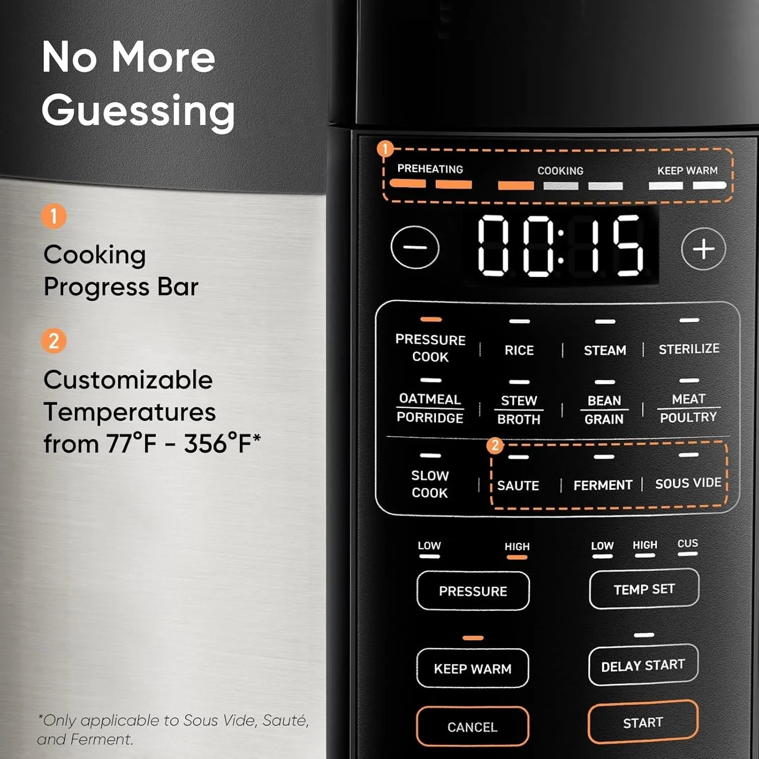 Autocuiseur COSORI 6 pintes, appareil de cuisine multifonction instantané 9 en 1, conception de ventilation plus sûre, cuiseur à riz, marmite à cuisson lente, sous vide, sauteuse, 1100 W, acier inoxydable