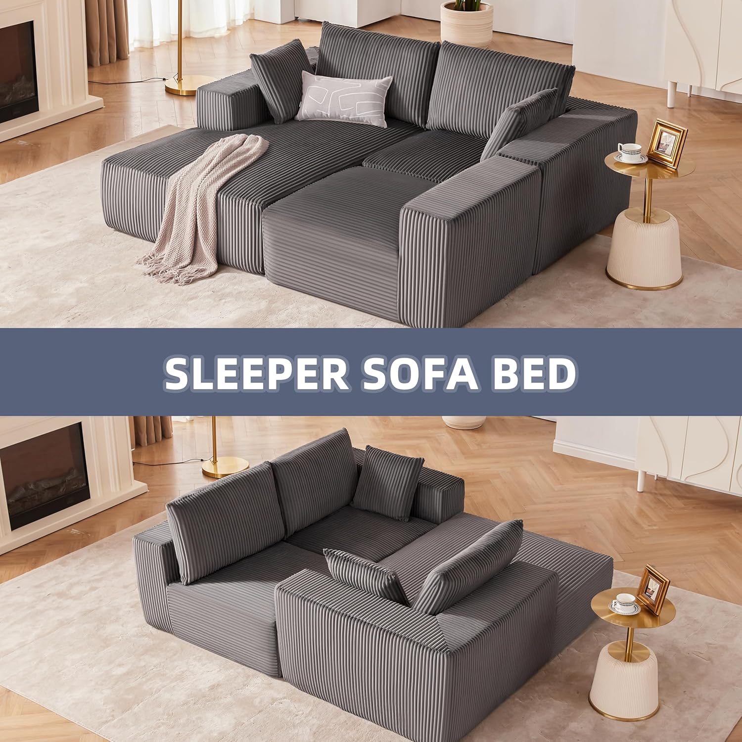 108-inch hoekbank, wolkvormige hoekbank met diepe zitting, moderne L-vormige hoekbank 