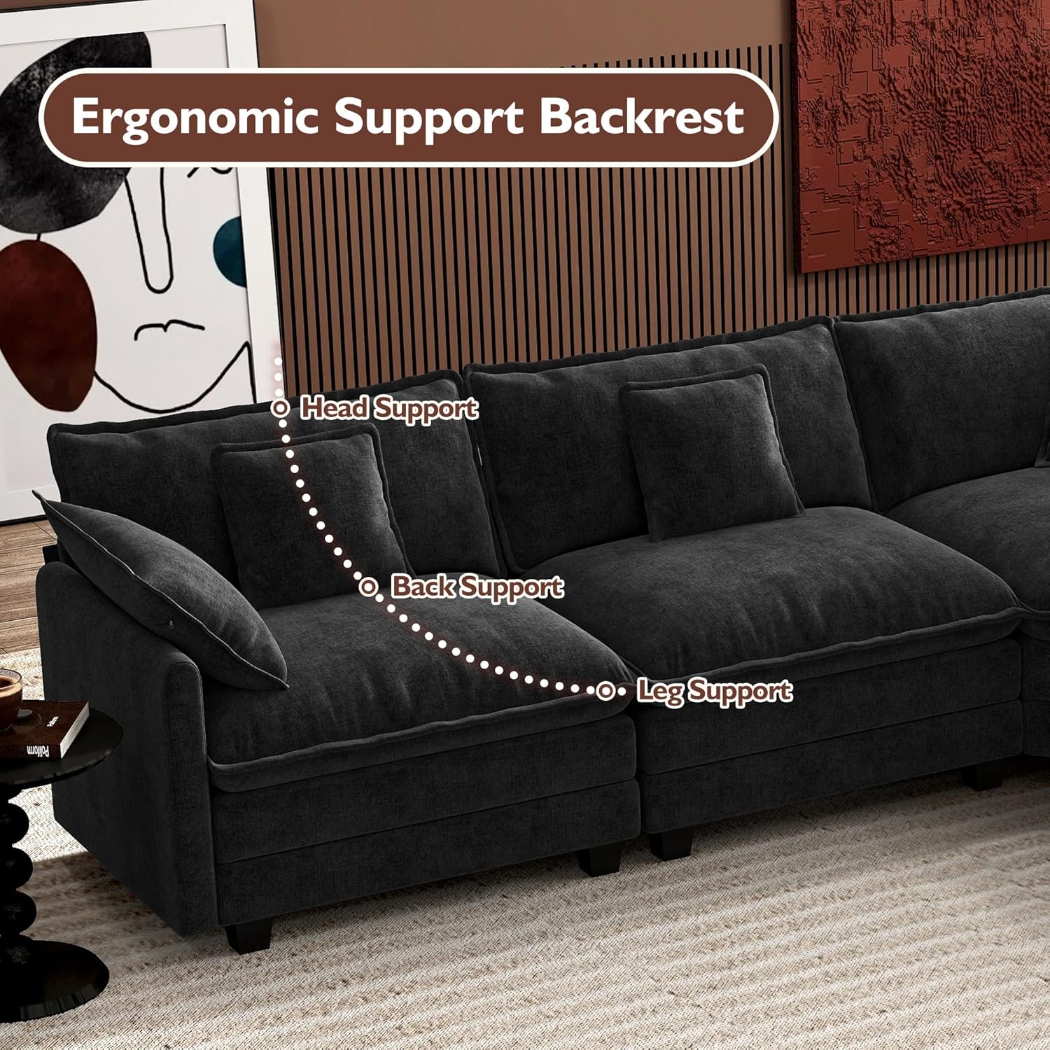 Canapé modulaire moderne en forme de U de 146 pouces d'ihanherry