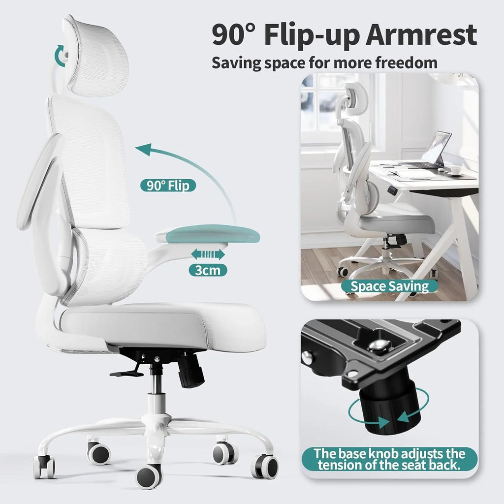 Chaise de bureau ergonomique TRALT, 150 kg, chaise de jeu à domicile avec roulettes