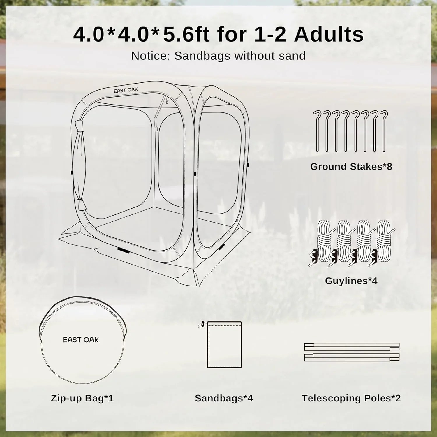 Tente moustiquaire EAST OAK, moustiquaire portable, 3 x 3 m, avec sac de transport