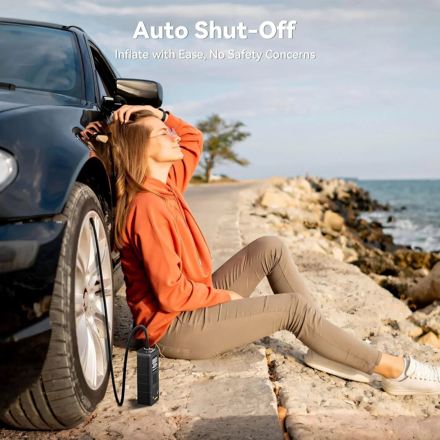 Compresseur d'air portable pour gonfler les pneus - 4 vitesses, 160 PSI, sans fil, avec manomètre