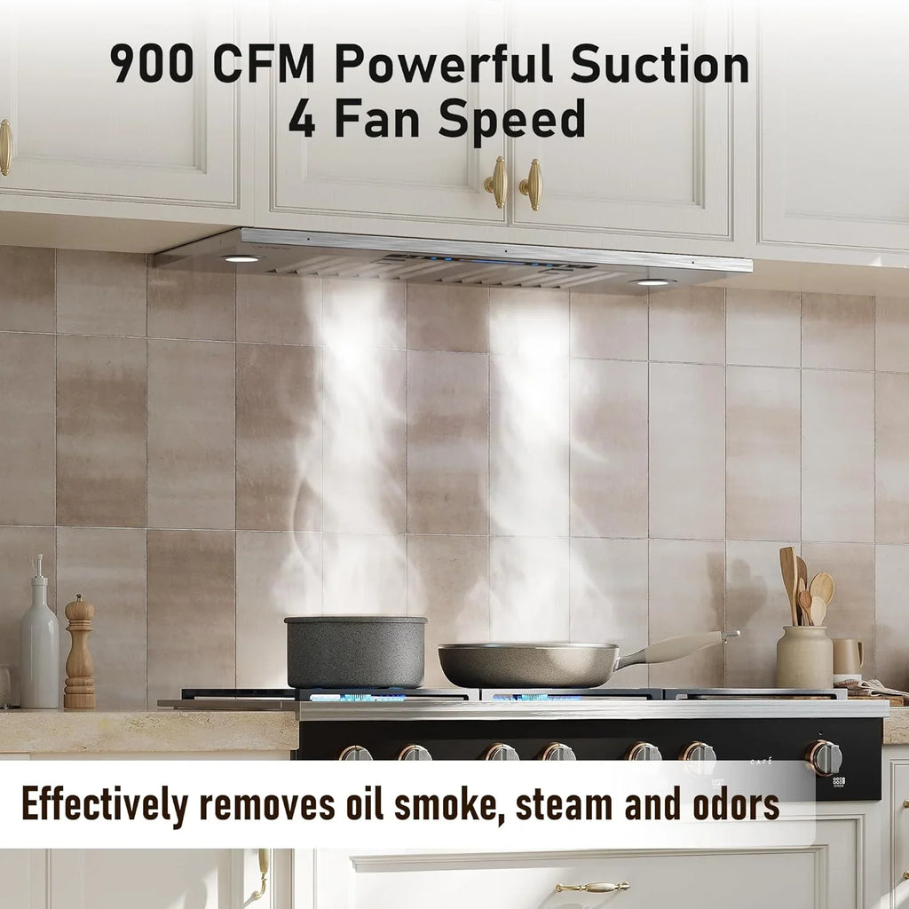 Hotte de cuisine encastrable/enfichable IKTCH 30 po 900 pi³/min, avec ou sans conduit, convertible en acier inoxydable