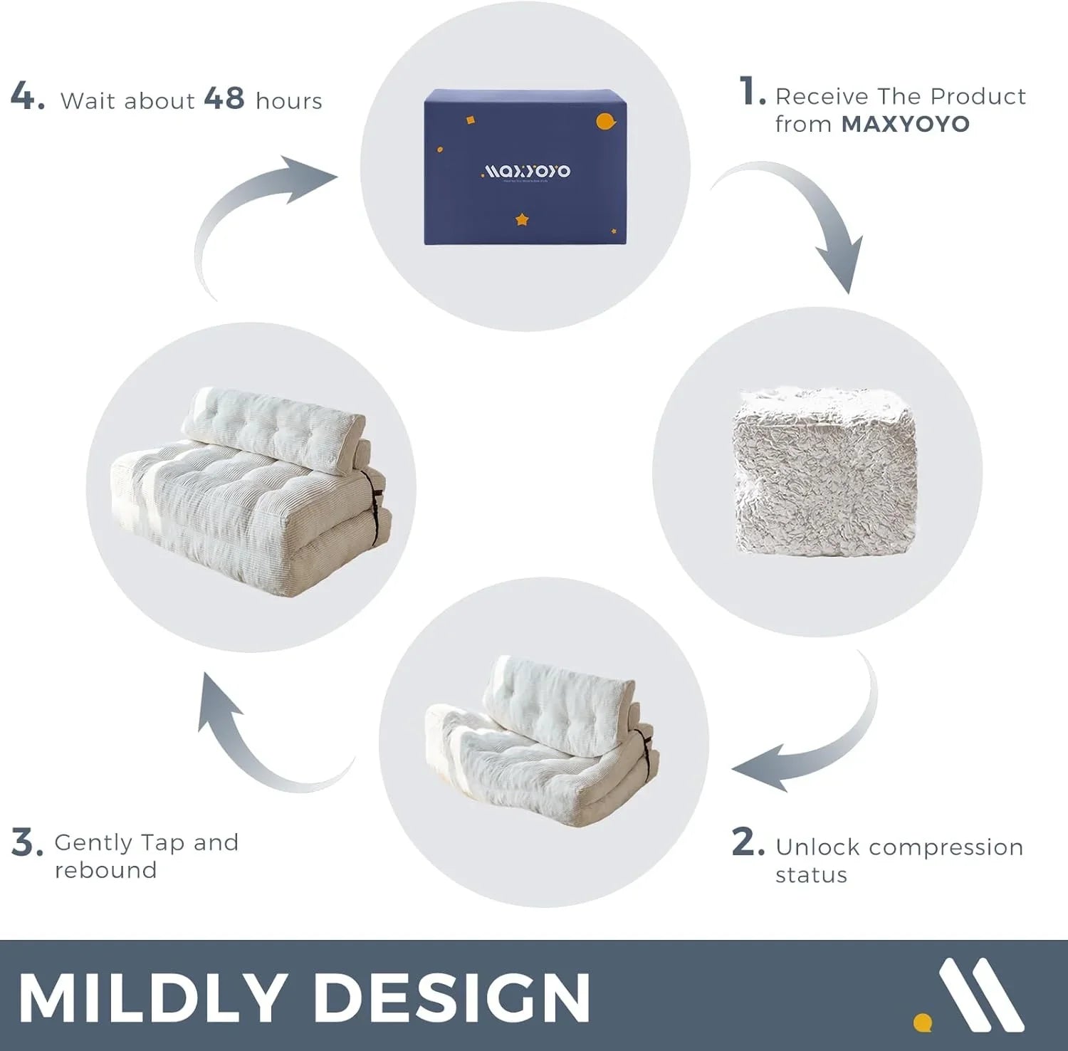 Canapé-lit pliant MAXYOYO, fauteuil convertible avec oreiller, matelas pliable avec support dorsal, fauteuil-lit pliant portable