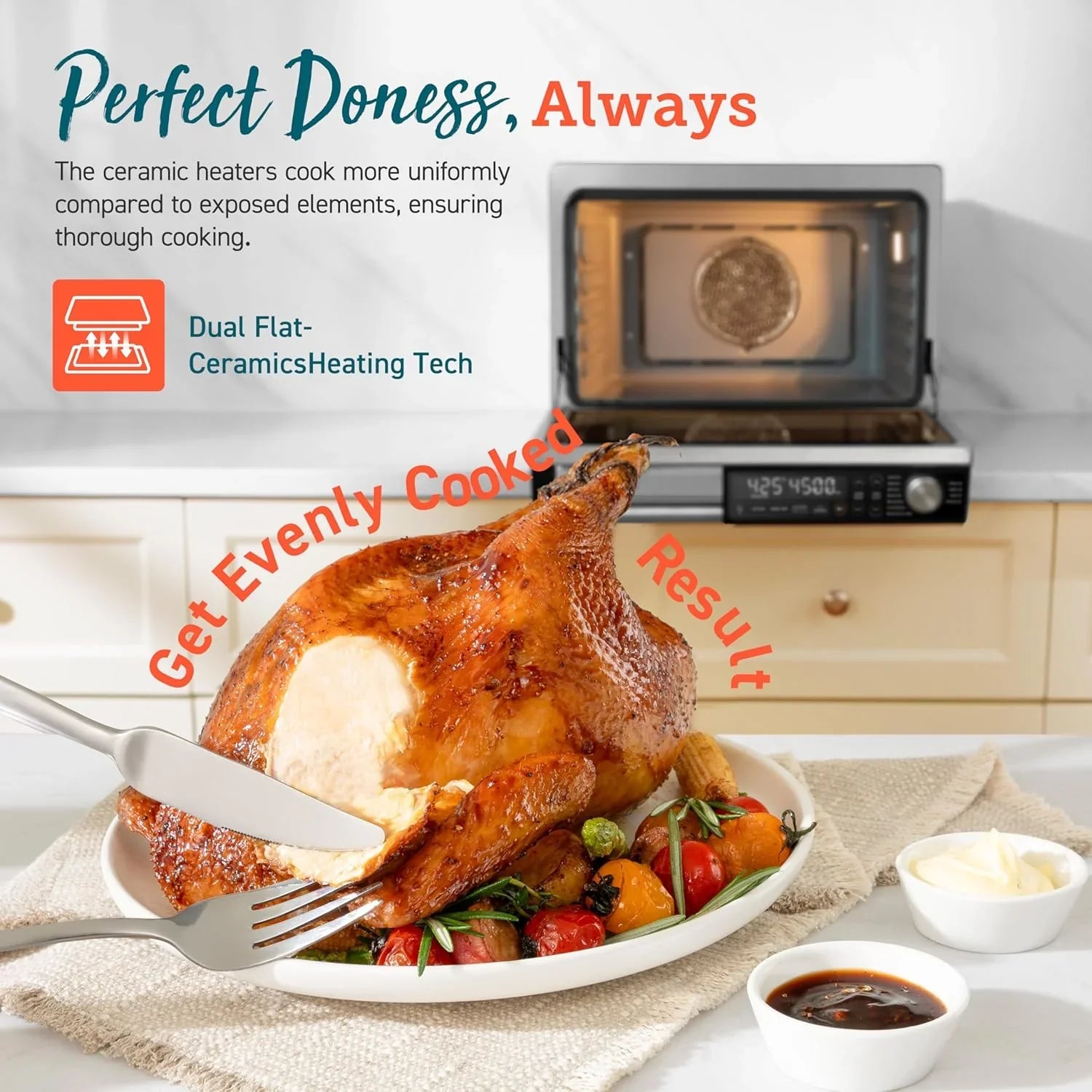 Friteuse à air 11 en 1 COSORI, d'une capacité de 13 litres, combinant grillades, toasts, pâtisseries et réchauffages. Recettes et 6 accessoires inclus.