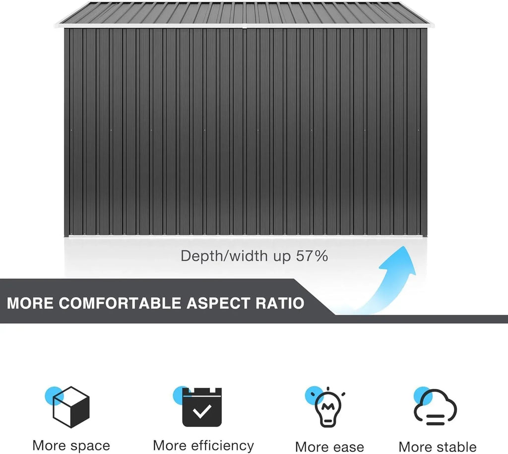 Abri de jardin extérieur Polar-Aurora 8 x 12 pi, abri de jardin en métal avec cadre amélioré