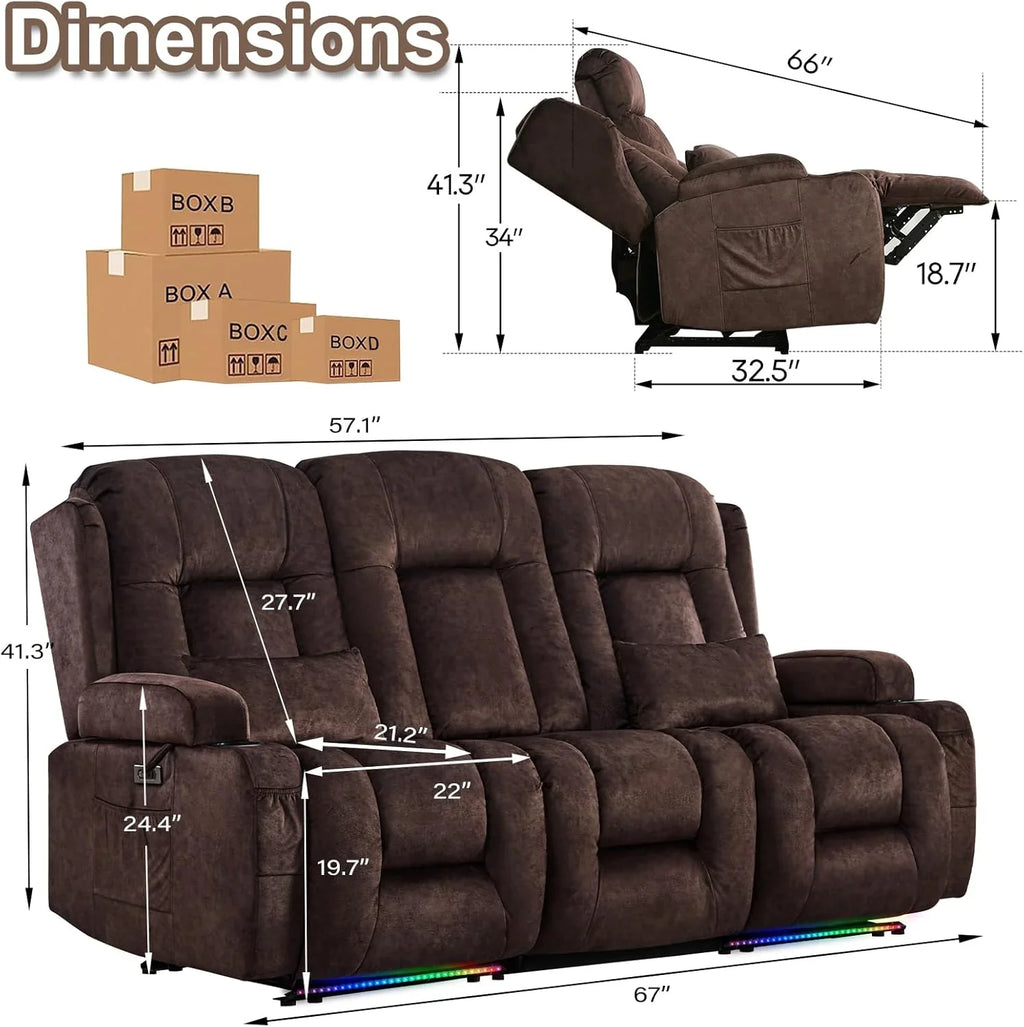 Canapé inclinable électrique TUNYI avec fonctions massage et chauffage, siège home cinéma avec console, canapé inclinable électrique pour camping-car