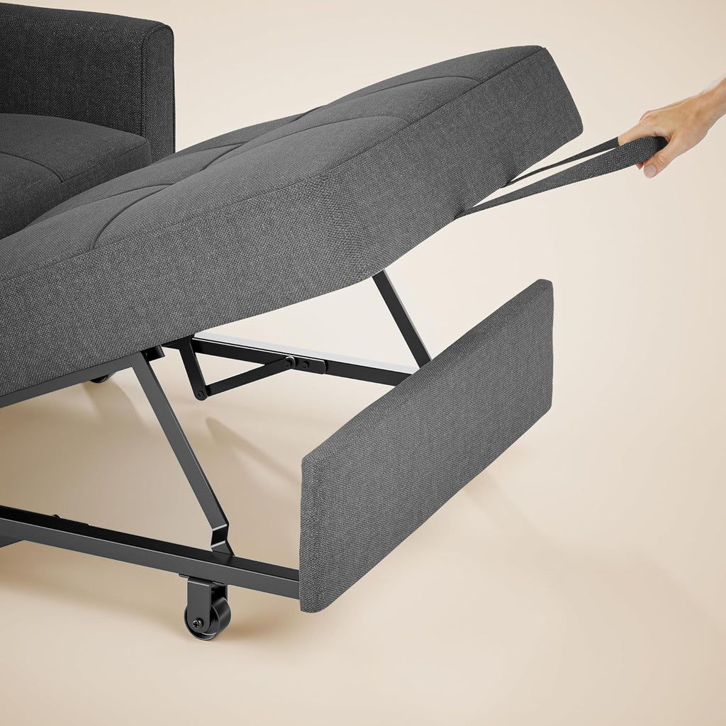Canapé-lit convertible 3 en 1, convertible en lit simple gigogne avec dossier réglable, spacieux et multifonctionnel