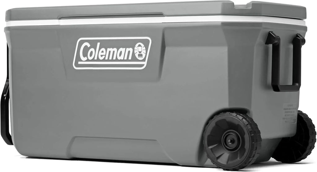 Glacière portable isotherme à roulettes Coleman, glacière rigide d'extérieur étanche, conserve la glace jusqu'à 5 jours, 100 litres