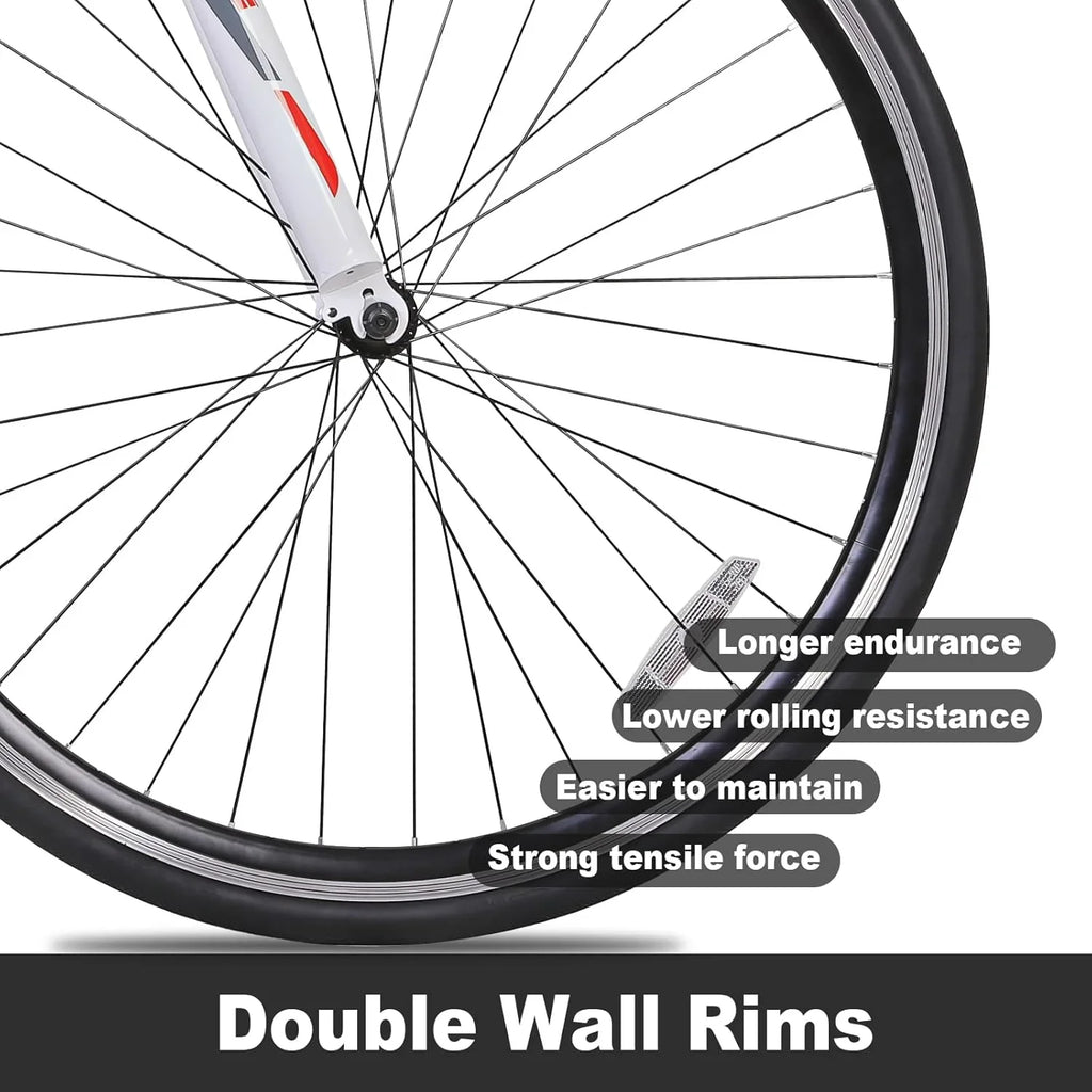 Vélo de route WEIZE, vélo de ville avec roues 700C, guidon Shimano 14 vitesses, vélo de course adulte avec freins à étrier, vélo hybride en acier à haute teneur en carbone