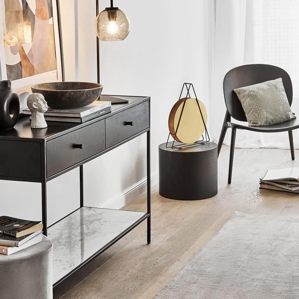 Lot de 2 tables basses gigognes, table basse ronde moderne avec pieds antidérapants, tables d'appoint circulaires en bois de noyer