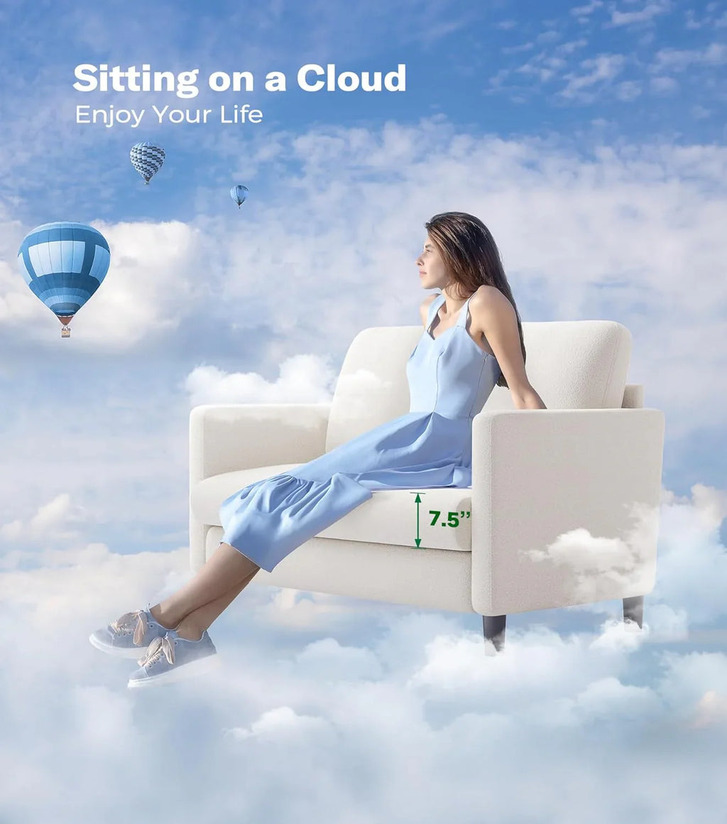 Causeuse de 51 pouces, causeuse confortable en velours côtelé