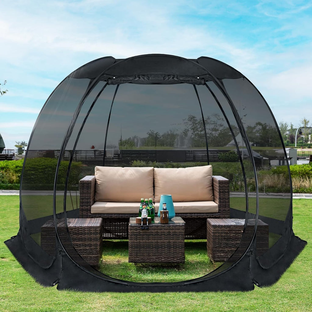 Gazebo à écran, peut accueillir 6 à 10 à 15 personnes Tente à baldaquin de style igloo avec moustiquaire sur les côtés Parfait pour le jardin, la terrasse, l'arrière-cour