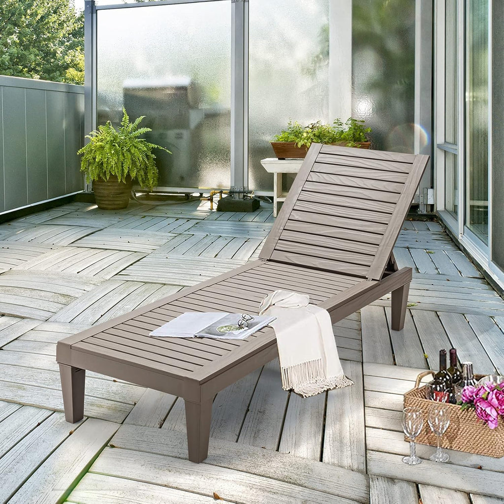 Chaise longue d'extérieur légère avec dossier réglable et 5 positions d'inclinaison