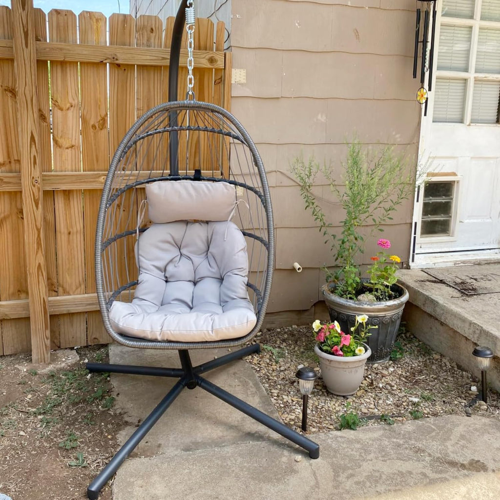 Chaise suspendue en forme d'œuf Yechen pour intérieur et extérieur avec support