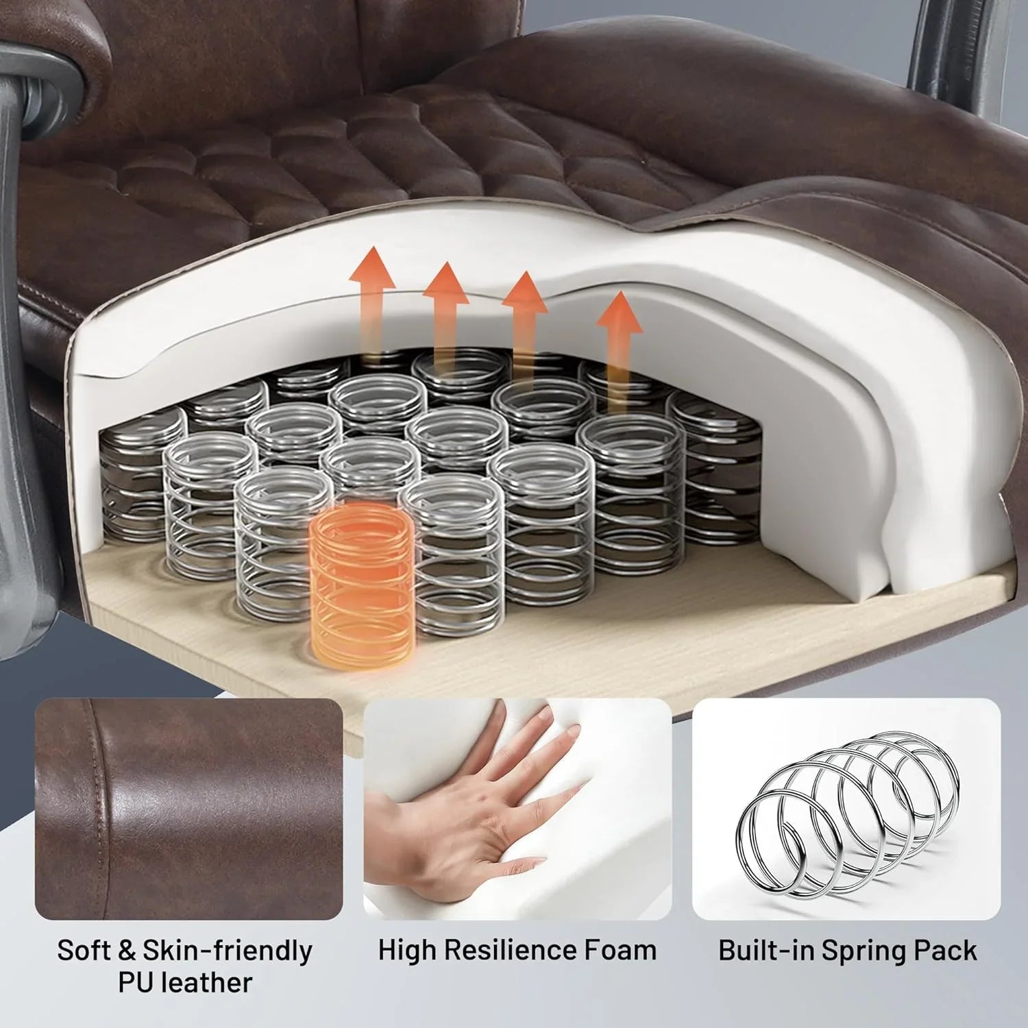 Fauteuil de bureau massant avec chauffage et repose-pieds Fauteuil de bureau ergonomique inclinable pour cadres