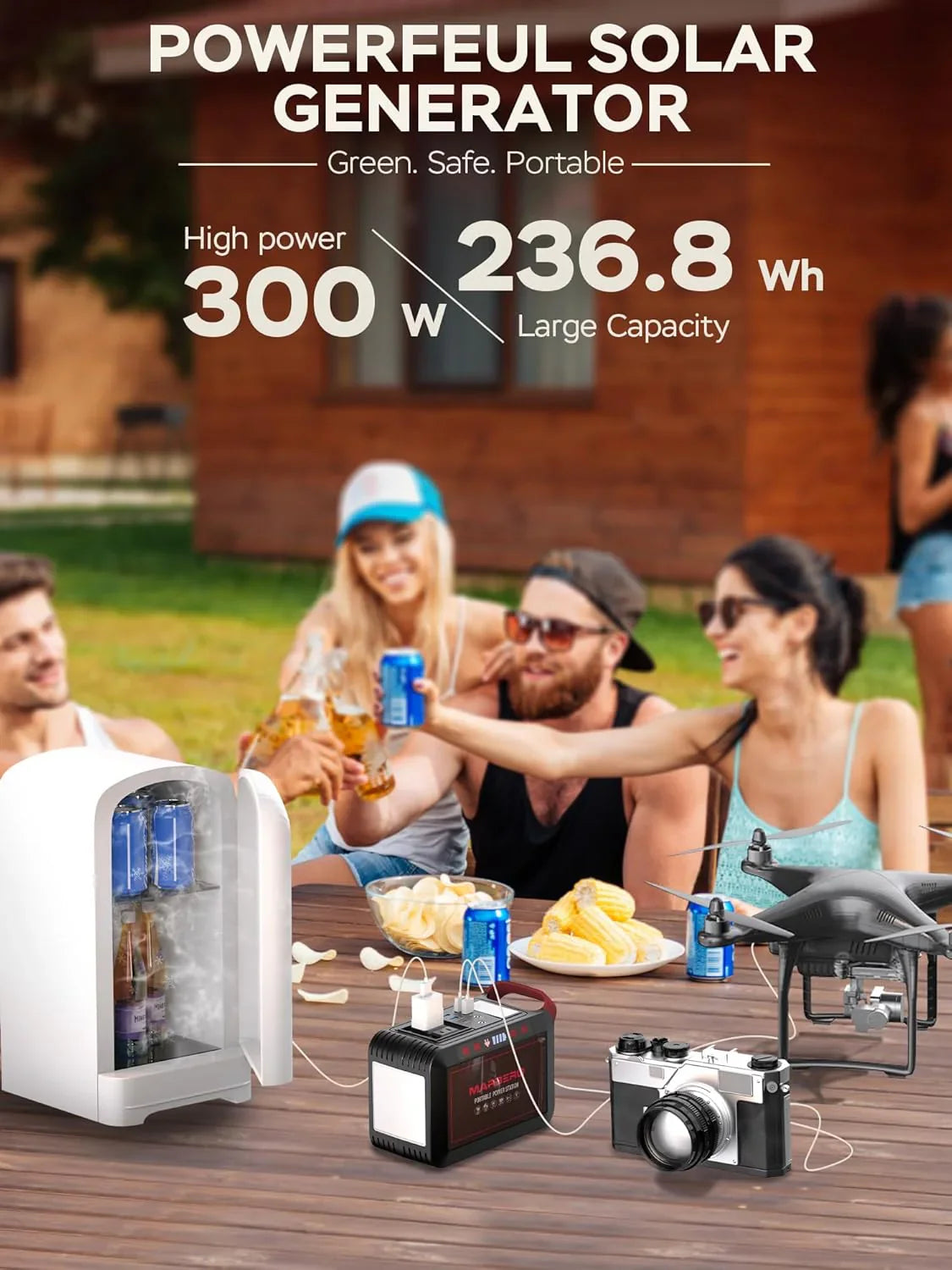 Centrale électrique portable 88 Wh, générateur solaire au lithium pour camping, charge rapide avec prise secteur, batterie externe de 120 W de pointe