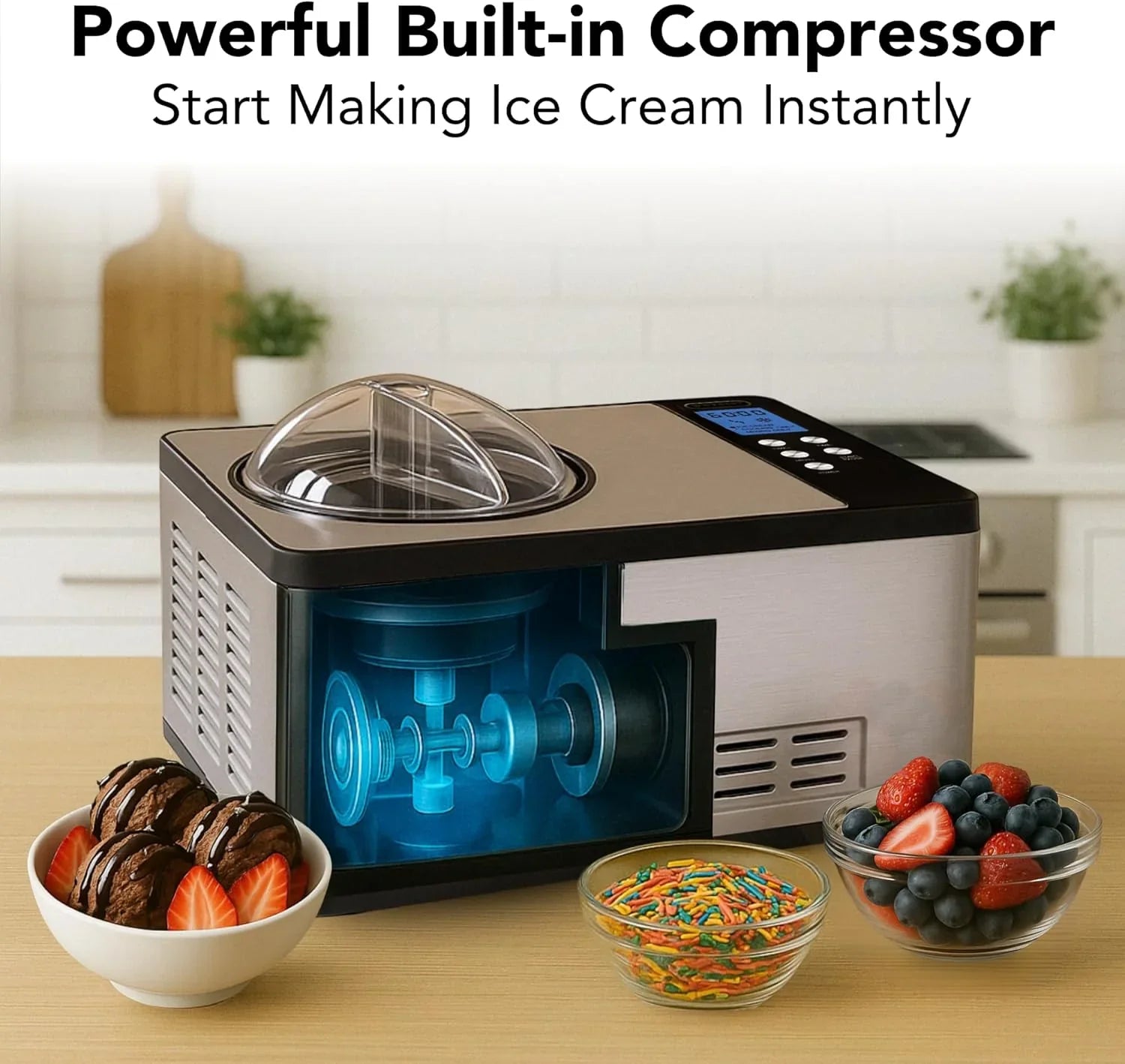 Sorbetière Whynter ICR-300SS 0,5 pinte en acier inoxydable avec compresseur