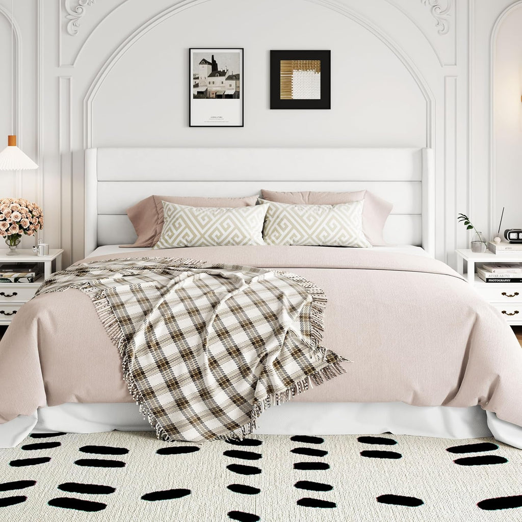 Lit queen-size relevable avec rangement Allewie, tête de lit à oreilles moderne et support hydraulique