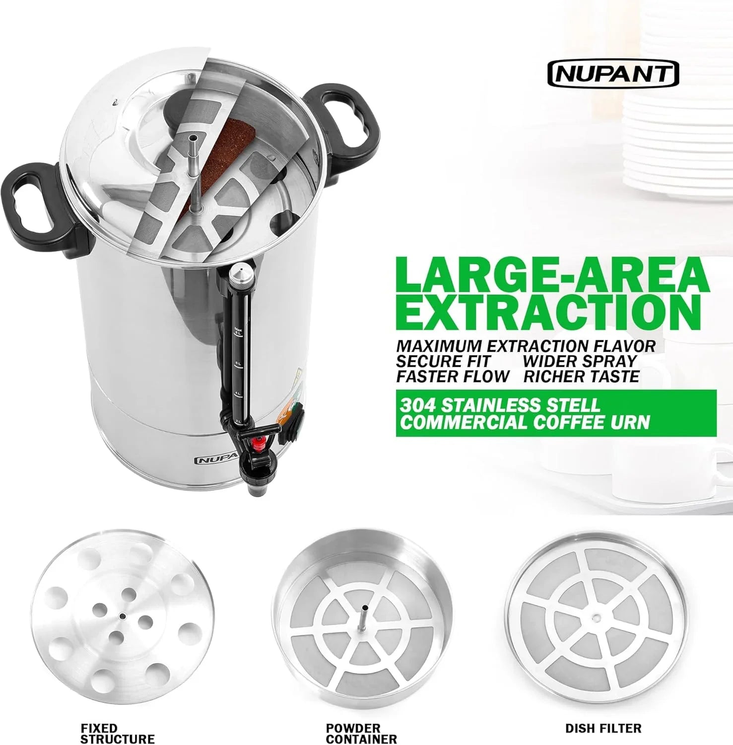 Cafetière professionnelle 15 litres en acier inoxydable 304