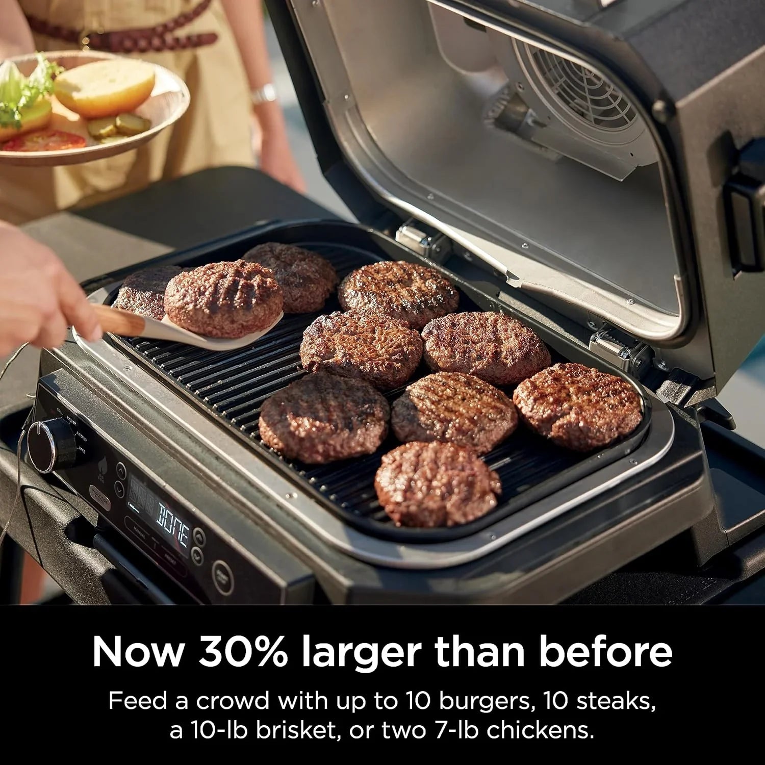 Ninja Woodfire Pro XL Barbecue et fumoir d'extérieur, thermomètre, gril principal 4 en 1