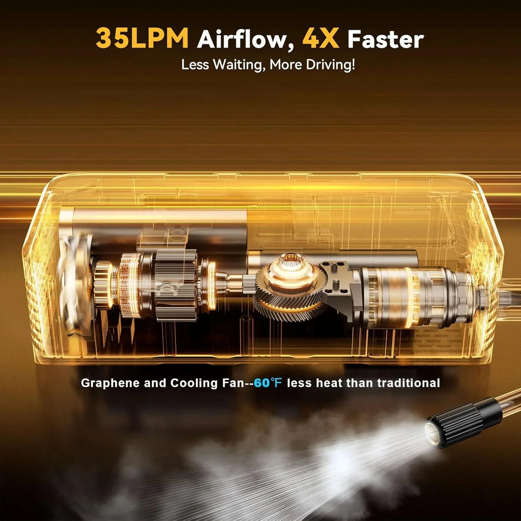 Compresseur d'air portable pour gonfler les pneus - 4 vitesses, 160 PSI, sans fil, avec manomètre