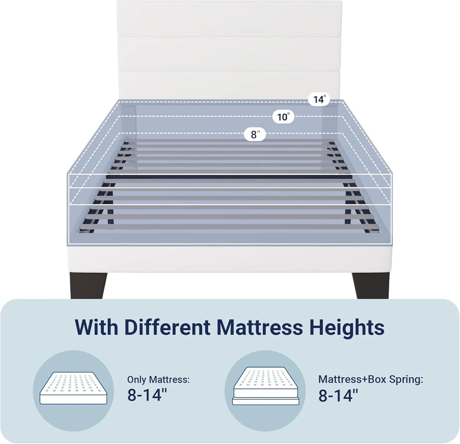 Cadre de lit plateforme Allewie Queen Size avec tête de lit rembourrée en tissu et support à lattes en bois, sommier entièrement rembourré (pas besoin de sommier)