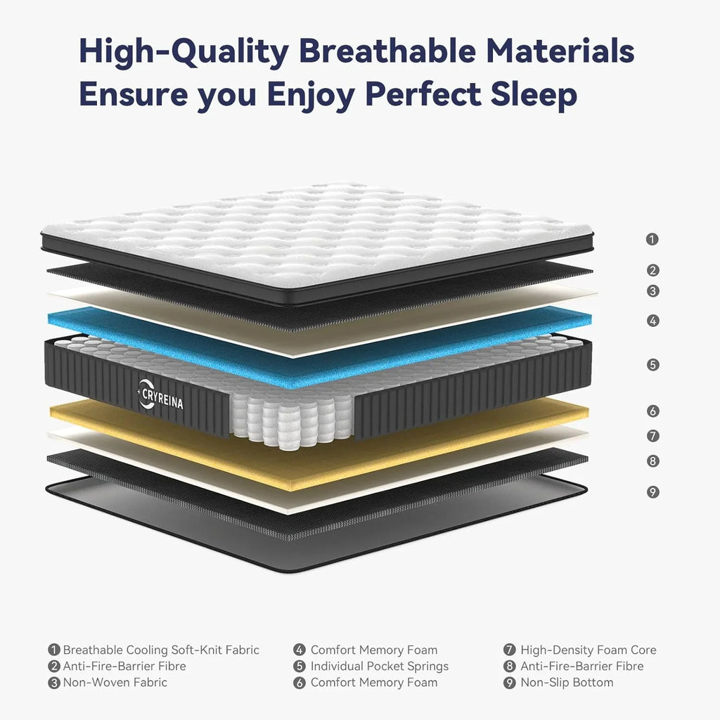 Matelas Queen, matelas hybride Queen de 12 pouces