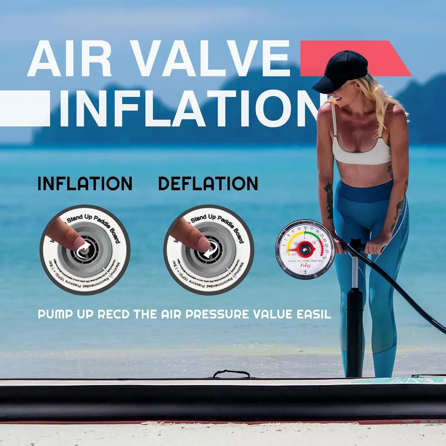 Planche de stand up paddle gonflable FunWater avec accessoires de pagaie SUP haut de gamme, pont EVA antidérapant, pagaie 11'/10'6'