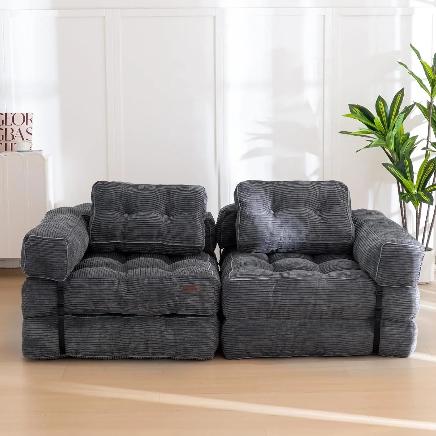 Canapé-lit pliant, canapé-lit convertible en L avec accoudoirs et oreillers