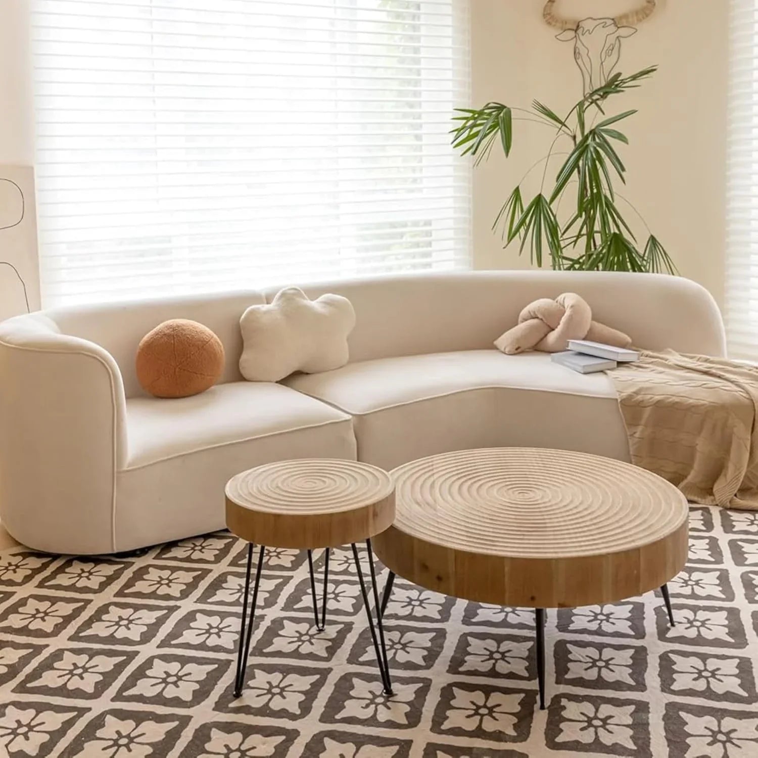 Ensemble de deux tables basses de salon de style ferme moderne