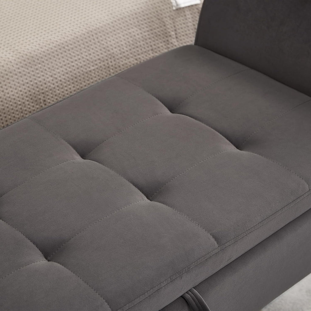 Tabouret de rangement moderne Furniliving, tabouret de bout de lit en bois massif Sherpa, tabouret rembourré tabouret d'intérieur