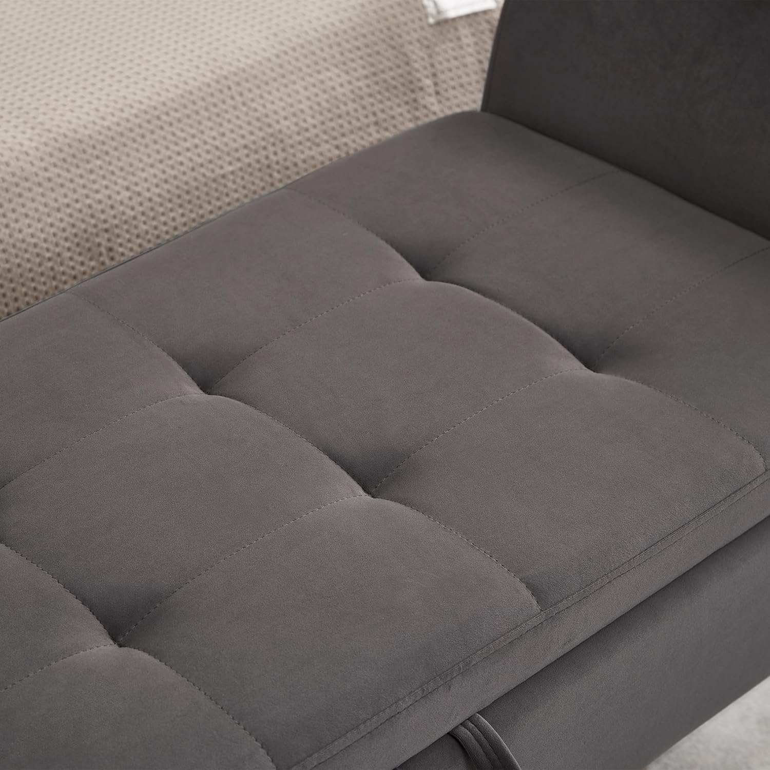 Tabouret de rangement moderne Furniliving, tabouret de bout de lit en bois massif Sherpa, tabouret rembourré tabouret d'intérieur