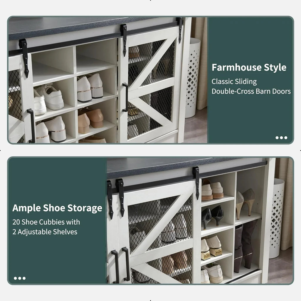 JXQTLINGMU Arbre de foyer de ferme de 59 pouces avec rangement pour chaussures, banc d'entrée, porte-manteau, armoire