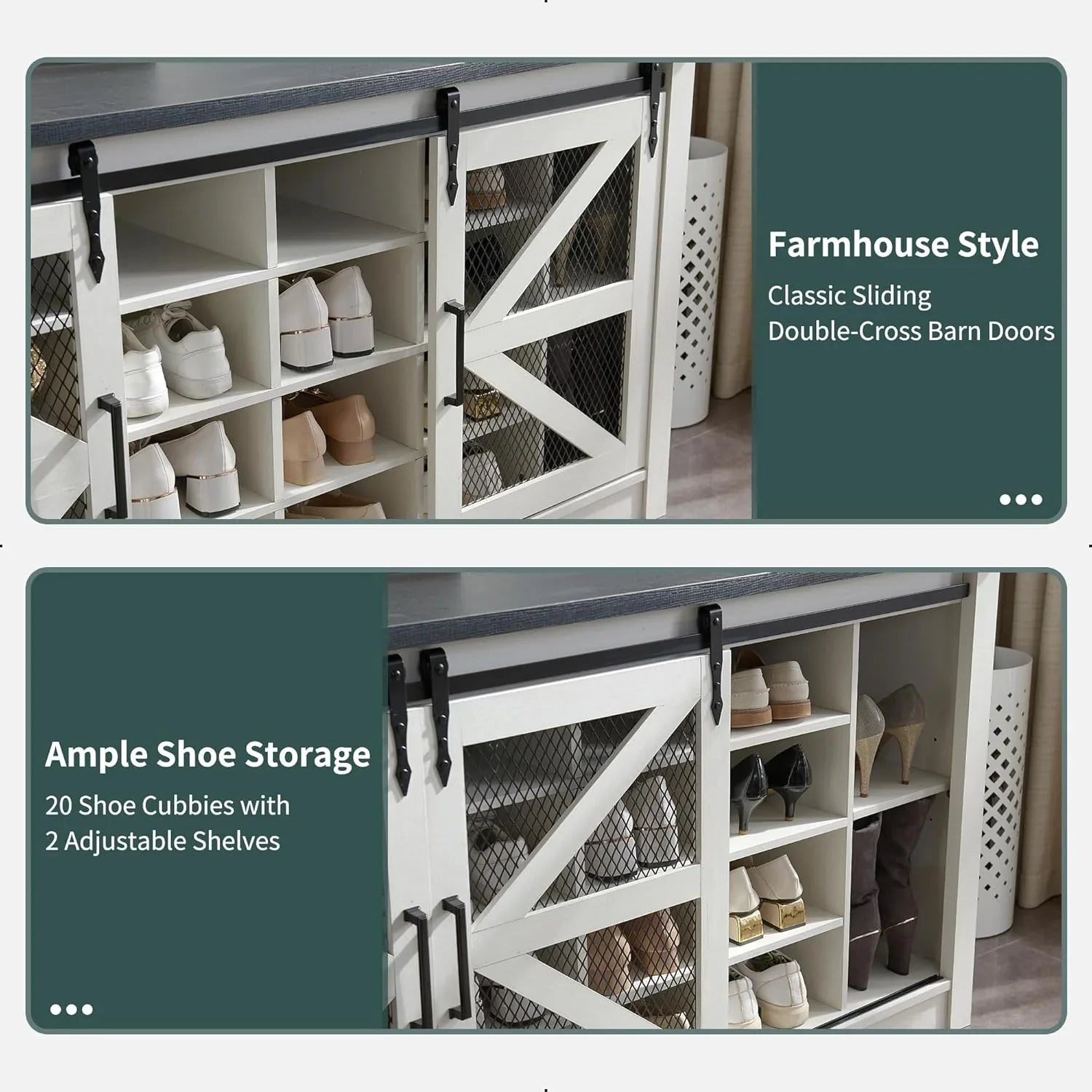 JXQTLINGMU Arbre de foyer de ferme de 59 pouces avec rangement pour chaussures, banc d'entrée, porte-manteau, armoire