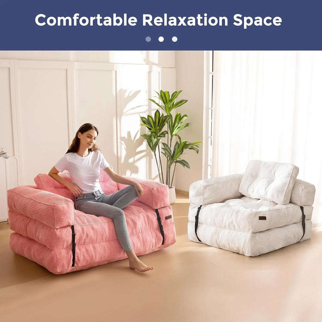 Canapé-lit pliant, canapé-lit convertible en L avec accoudoirs et oreillers