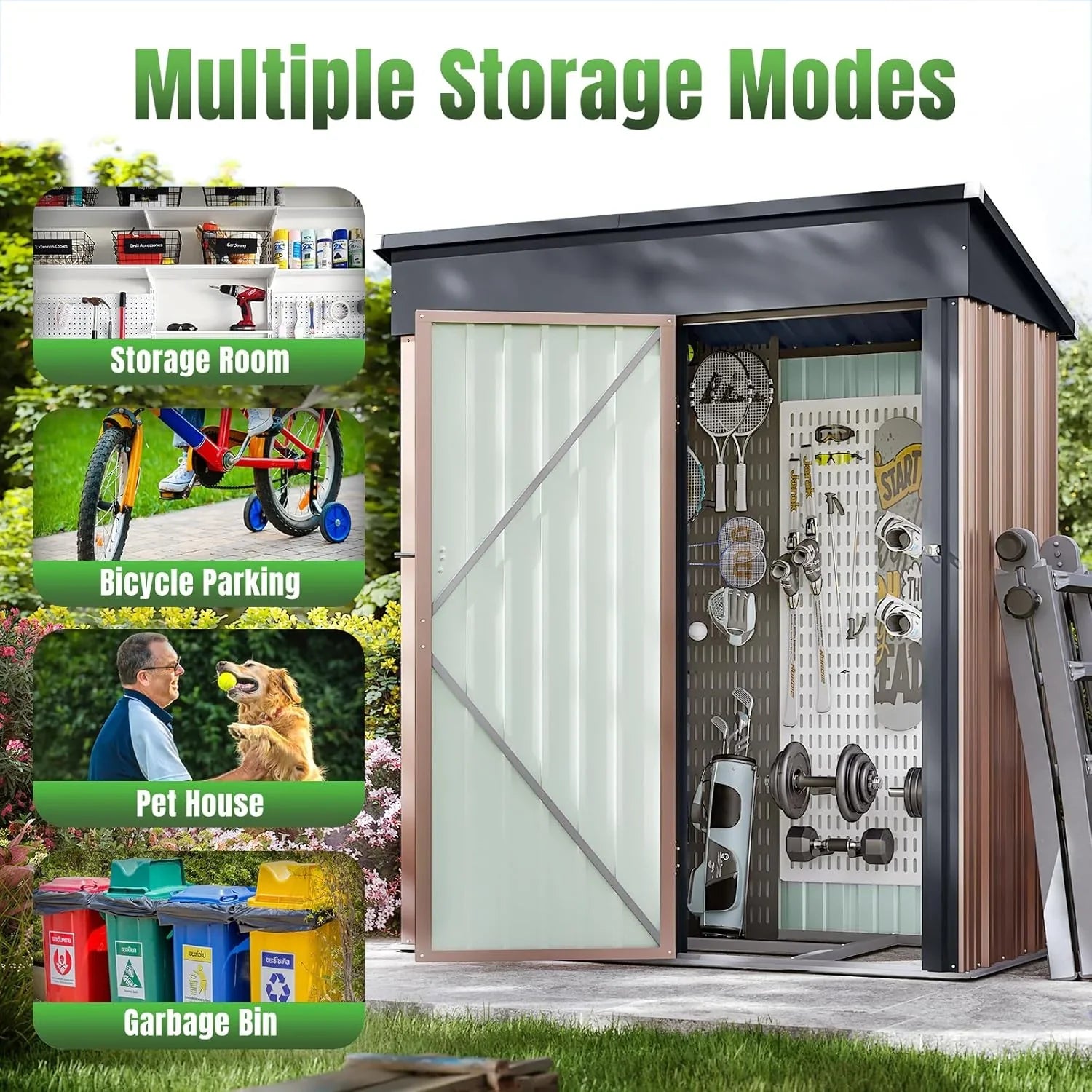 Abri de jardin extérieur Aoxun 6,2 x 4 pieds, abri de jardin en métal avec porte verrouillable et toit en pente, abri à outils, abri à vélos