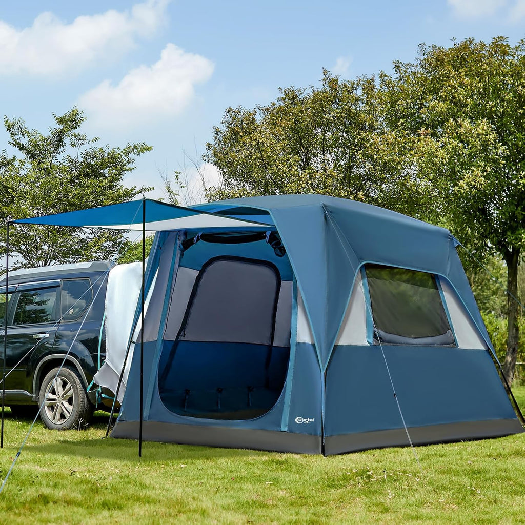 Tente de camping 2 en 1 Portal avec porche, imperméable et coupe-vent